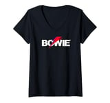 Womens David Bowie Aladdin Sane Lightning Bolt Logo V-Neck T-Shirt