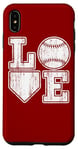 Coque pour iPhone XS Max Plaque vintage Love Baseball Mom Home pour amateurs de baseball