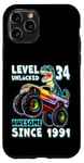 iPhone 11 Pro Level 34 Unlocked T Rex Monster Truck Dinosaur 34th Birthday Case