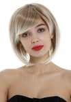 Perruque pour Femme Carré Longbob Court Effilé Raie Blond Mix Méché