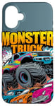 iPhone 16 Plus Monster Truck Crushing Cars Art for Monster Truck Lovers Case