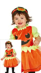 FIESTAS GUIRCA | Costume de Citrouille pour Bébé Fille (12-18 Mois) - Robe et Diadème pour Halloween et Fêtes Costumées - Idéal pour Célébrations Enfantines et Occasions Spéciales - Orange et Vert