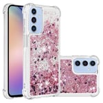 IMEIKONST Coque Compatible avec Samsung Galaxy A25 5G Étui, Sables Mouvants Liquides Brillants Très Mince Transparente Silicone Antichoc TPU Bumper Housse pour Samsung A25 5G. Love Rose YBW