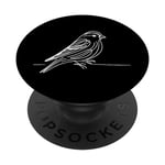 Line Art Oiseau et Ornithologue Pin Siskin PopSockets PopGrip Interchangeable