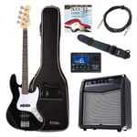 Pack Basse Electrique Jazz Bass E-Bass avec Housse Amplificateur Câble Noir