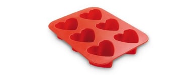 Guardini Juliette, Plaque à 6 cœurs 17 x 22,5 cm, silicone alimentaire, Couleur rouge