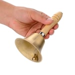 Traditional Copper Hand Bell w/ Wooden Handle, Dinner Reception School Pub Bell