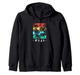 Retro Summer Beach Vibe Fiji Island Fijian Zip Hoodie