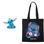 Disney - Lilo & Stitch, Stitch, Bleu, 20 cm, à partir de 0 Mois & Tote Bag Stitch», Reference : BWDLILOBB002, Noir, 38 X 40 CM