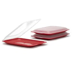 TATAY Set de 3 Porta Embutidos y Alimentos Fresh, Libre de BPA, Reutilizables, Apilables, Apto Lavavajillas y Microondas, Color Rojo Arandano. Medidas 17 x 3,2 x 25,2 cm