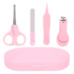 (Pink)4Pcs Newborn Baby Baby Nail Care Kit Nail Clipper Tweezers Manicure SG5