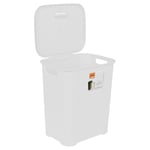 65L White Large Plastic Laundry Basket with Lid & Handles Clothes Storage Bin