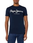 Pepe Jeans Original Stretch T-shirt pour Homme Slim Fit Manches Courtes Bleu