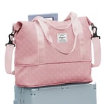 Sac de Voyage Femme Sac fourre-Tout de Sport pour Homme Imperméable Sac de Week-End, Cabine Avion Ryanair Bagage Cabine 40x20x25 easyjet 45x36x20 Extensible Sac de Gym,B1-Rose