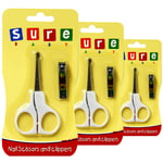 Sure Baby Kids Manicure Pedicure Safety Nail Clippers & Scissors Set Triple Pack