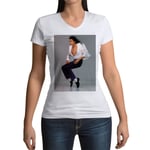 T-Shirt Femme Col V Michael Jackson Dance Move Chanteur Pop Star Celebrite