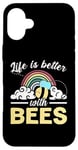 iPhone 16 Plus Life Is Better With Bees Rainbow Case