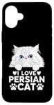 Coque pour iPhone 16 Plus J'aime le chat persan à poil long persan