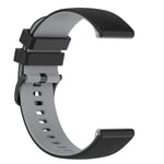 Klokkebånd silikon Svart+grå 20 mm Samsung Galaxy Watch 5/5 Pro/4 40 mm 44 mm/3 41 mm/Gear Support/ Huawei Watch GT3/GT2 42 mm/Garmin Forerunner 158/Garmin Vivoactive 3