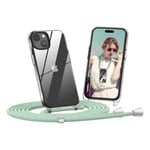 Dniodio Coque avec Cordon pour iPhone 15 Plus, Transparente Anti-Jaunissement Coque Antichoc Housse Collier Réglable Téléphone Étui Portable Lanyard Case Protection Complète Cover(6.7")