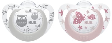 NUK Smokk, Pacifier Genius Grey/Rose 2pk, 0-6 mnd