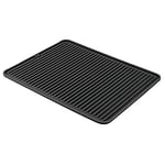 iDesign 63787 Dish Drainer Mat, Large Silicone Draining Board Mat for Kitchen Sink, Practical Drip Tray for Sink and Kitchen Countertop, Black