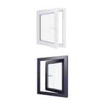 Fenêtre PVC - LxH 700x800 mm - Triple vitrage - Blanc intérieur - Anthracite extérieur - Ferrage Gauche