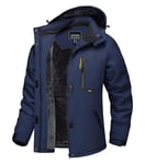 TACVASEN Ladies Fleece Jackets Winter Waterproof Women Coat Skiing Snow Softshell Jacket Work Outdoor Sport Running Jacket Hooded Raincoat Blue