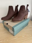 Toms Everly Cutout Ankle Boots Brown Chestnut Leather Women’s UK 5 Brand New