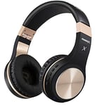 Riwbox Bluetooth Headphones, XBT-80 Wireless foldable Headset Over Ear Bluetooth headphones with Microphone and Volume Control for Cellphones iPad iPhone TV Laptop Computer (Black&Gold)