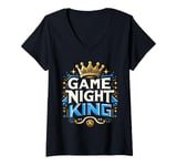 Womens Game Night King Womens Boardgame Lover Board Game Player V-Neck T-Shirt