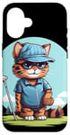 Coque pour iPhone 16 Sport de golf amusant avec ce costume de chat amusant