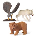 Terra by Battat – Animal Toys for Kids – 3 Forest Animal Figurines – Realistic Animal Playset – Wolf, Bear, Eagle – 3 Years + – Forest Animals - Wolf, Bear, Eagle