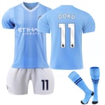 23-24 Manchester City Home Kids Football Kit nr 11 Doku Yl 26