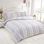 Rapport home Brushed Cotton Multicolour Candy Striped Double Bedding Set