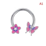 Butterfly Horseshoe Nose Rings Örhängen Septum Ring - Perfet A1