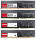 [DDR4 RAM] GIGASTONE 32Go Kit(4x8Go) DDR4 3200MHz(2933MHz Or 2666MHz) PC4-25600(PC4-23400/21300) CL22 1.2V UDIMM 288pin UnbuffeRouge Non ECC Mémoire Haute Performance Mise à Niveau pour PC Bureau