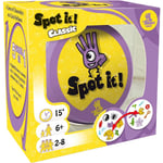 Spot It! Klassiskt kortspel | Spel för barn | Ålder 6+ | 2 till 8 spelare | Genomsnittlig speltid 15 minuter | Lila och gult förpackning | Tillverkad av Zygomatic