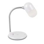 TechniSat VIOLA Lampe de table LED avec streaming audio Bluetooth et chargement sans fil pour smartphones (haut-parleur mono 3 W, trois couleurs de lumière, intensité variable, col de lampe flexible)