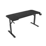 MARSGAMING MGD-ERGO140, Bureau Hauteur Réglable 3 Positions, Surface Ergonomique, Structure Métallique, Tapis XXL, Support Casque et Boisson, Gestion des Câbles, Bureau Gaming 140x60cm, Noir