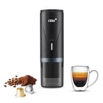 CERA+ Machine à expresso portable électrique avec auto-chauffage en 3 à 4 minutes, mini 20 bars avec batterie rechargeable. Compatible avec les capsules NS et le café moulu pour les voyages