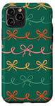 Coque pour iPhone 11 Pro Kelly Green Noeuds Coquette de Noël esthétique