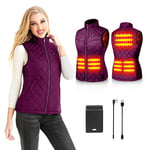 Kintiwe Gilet Chauffant Femme, Veste Chauffante avec Batterie, Électrique Gilet Chauffé avec 5 Zones de Chauffage,3 Niveaux de Température pour Ski en Plein air Randonnée Camping