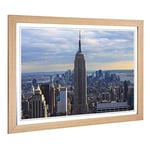 Big Box Art Framed Print of Empire State Building New York City Skyline (4) Design | Wall Art Picture| Home Decor for Kitchen, Living Room, Bedroom, Hallway, Oak, A2 / 24.5x18 Inch / 62x45cm