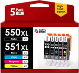 550XL 551XL Cartouches d'encre Remplacement pour Canon 551 XL 550 XL PGI-550XL CLI-551XL Compatible pour Canon Pixma MG7550 MG5650 MG6450 MG6450 MG5650 MG5550 MX925(5 Pack)