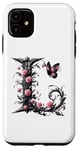 Coque pour iPhone 11 Letter L Initial Floral Monogram Rose Pink Flower Butterfly