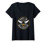 Womens Made In Manchester product Worker Bee MCR Fashion Badge V-Neck T-Shirt