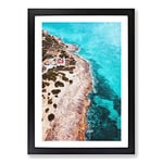 Big Box Art Lighthouse On The Coast of Spain Painting Framed Wall Art Picture Print Ready to Hang, Black A2 (62 x 45 cm)