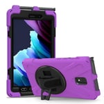 Coque pour Samsung Galaxy Tab Active 3 (8 Pouces, SM-T570/T575/T577) 2020, Étui de Protection résistant aux Chocs avec bandoulière & dragonne[Support Rotatif à 360°][Porte-Crayon],Purple