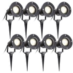 Garden Light Led Projecteur de jardin blanc chaud 8 Pack led éclairage de jardin IP65 4W GU10 avec prise de terre à piquer - Hengda